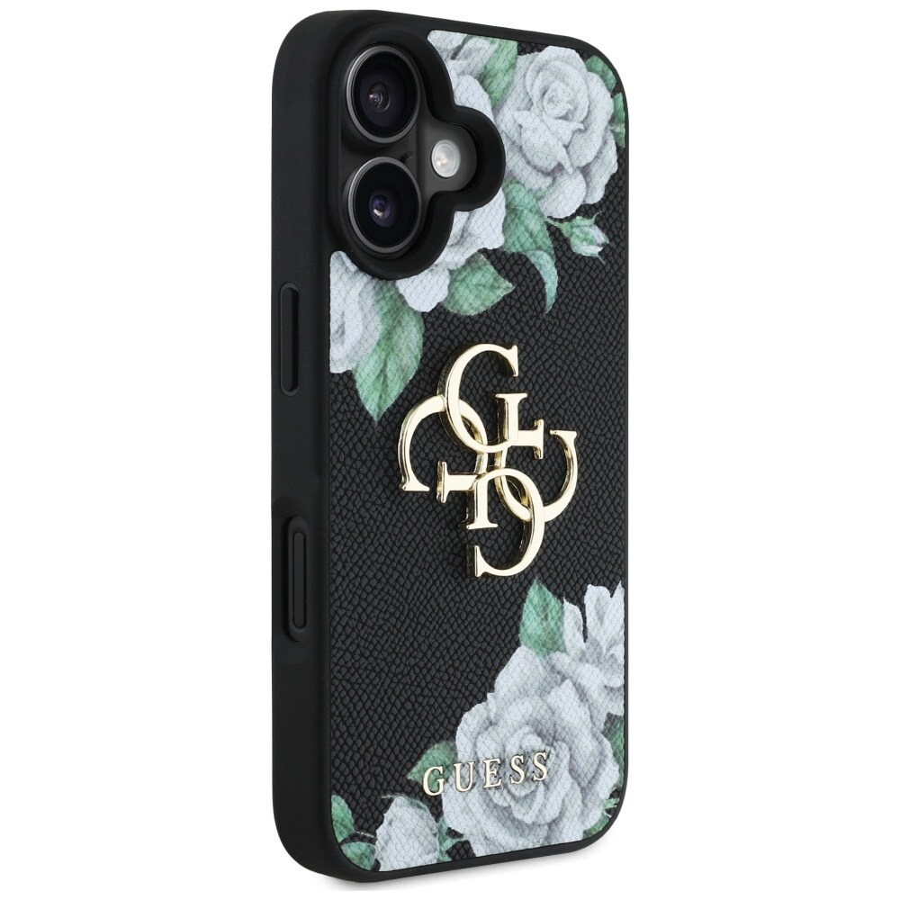 Guess Rakeiset ruusut Big 4G logo tapauksessa iPhone 16 - musta