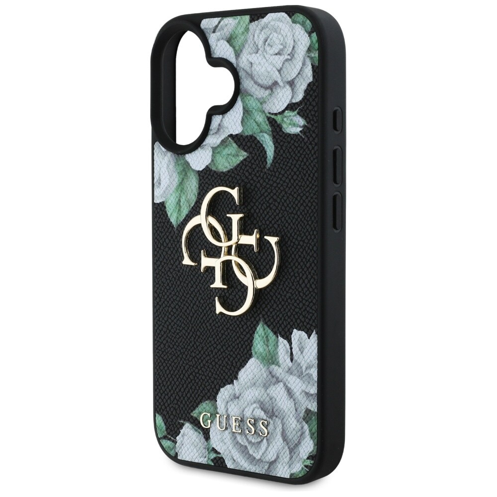 Guess Rakeiset ruusut Big 4G logo tapauksessa iPhone 16 - musta