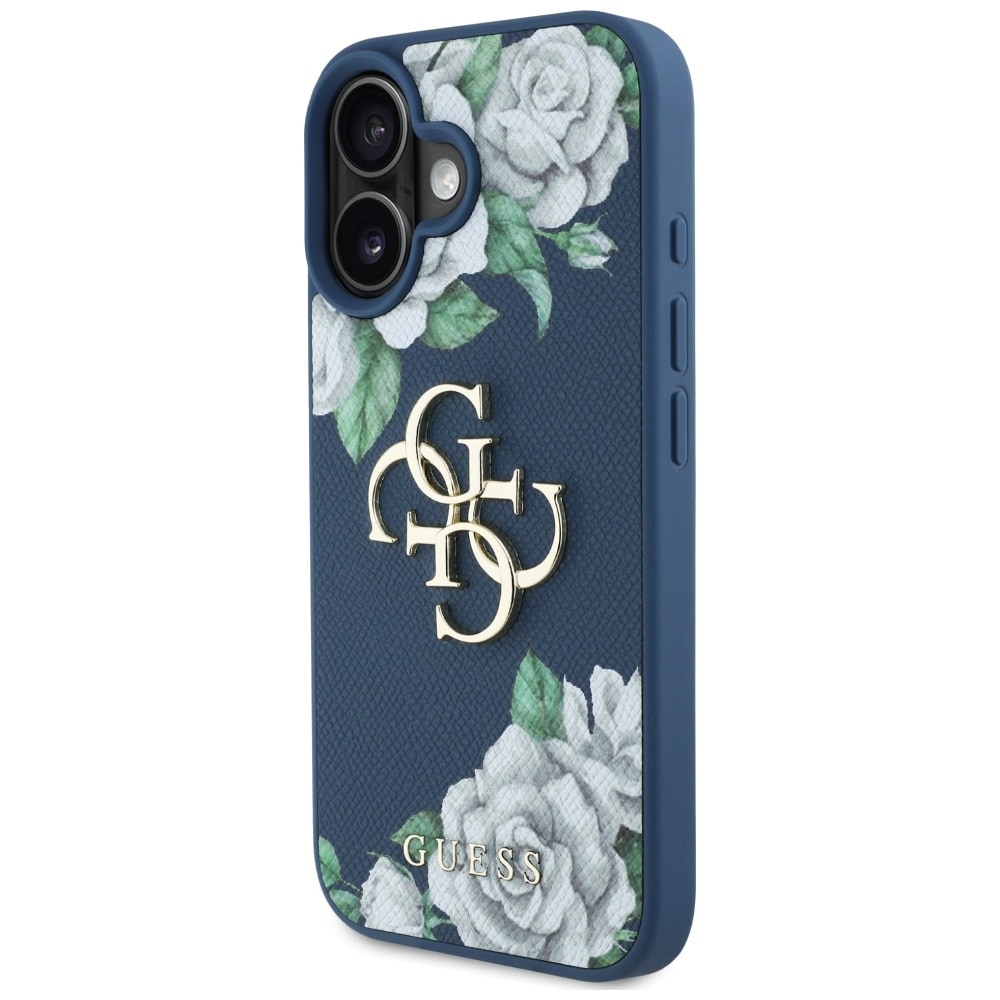 Guess Rakeiset ruusut Big 4G logo tapauksessa iPhone 16 - sininen