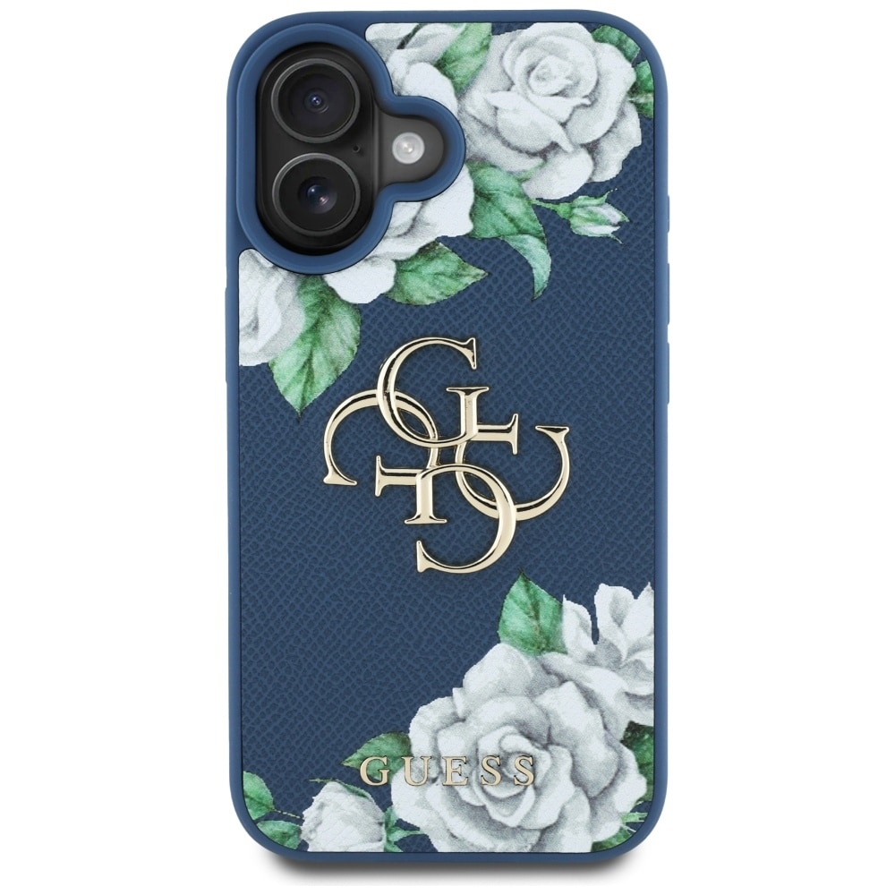 Guess Rakeiset ruusut Big 4G logo tapauksessa iPhone 16 - sininen