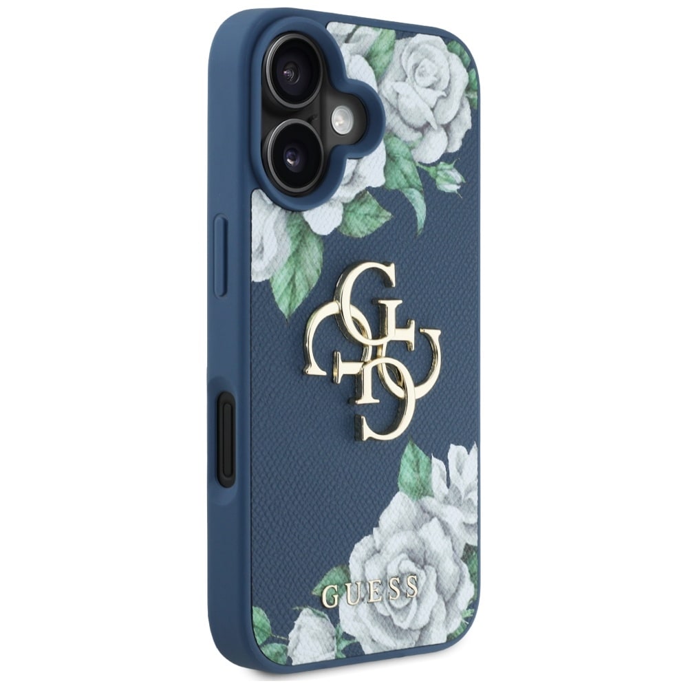 Guess Rakeiset ruusut Big 4G logo tapauksessa iPhone 16 - sininen