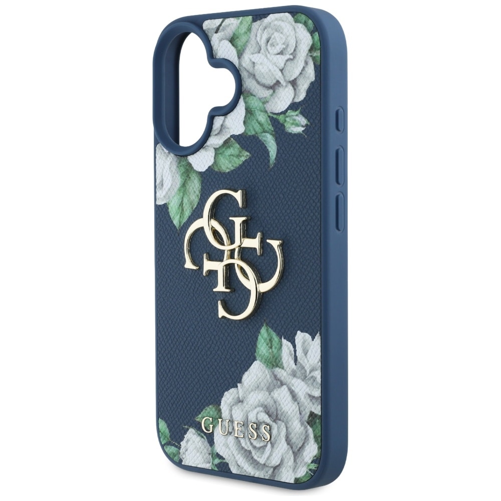Guess Rakeiset ruusut Big 4G logo tapauksessa iPhone 16 - sininen