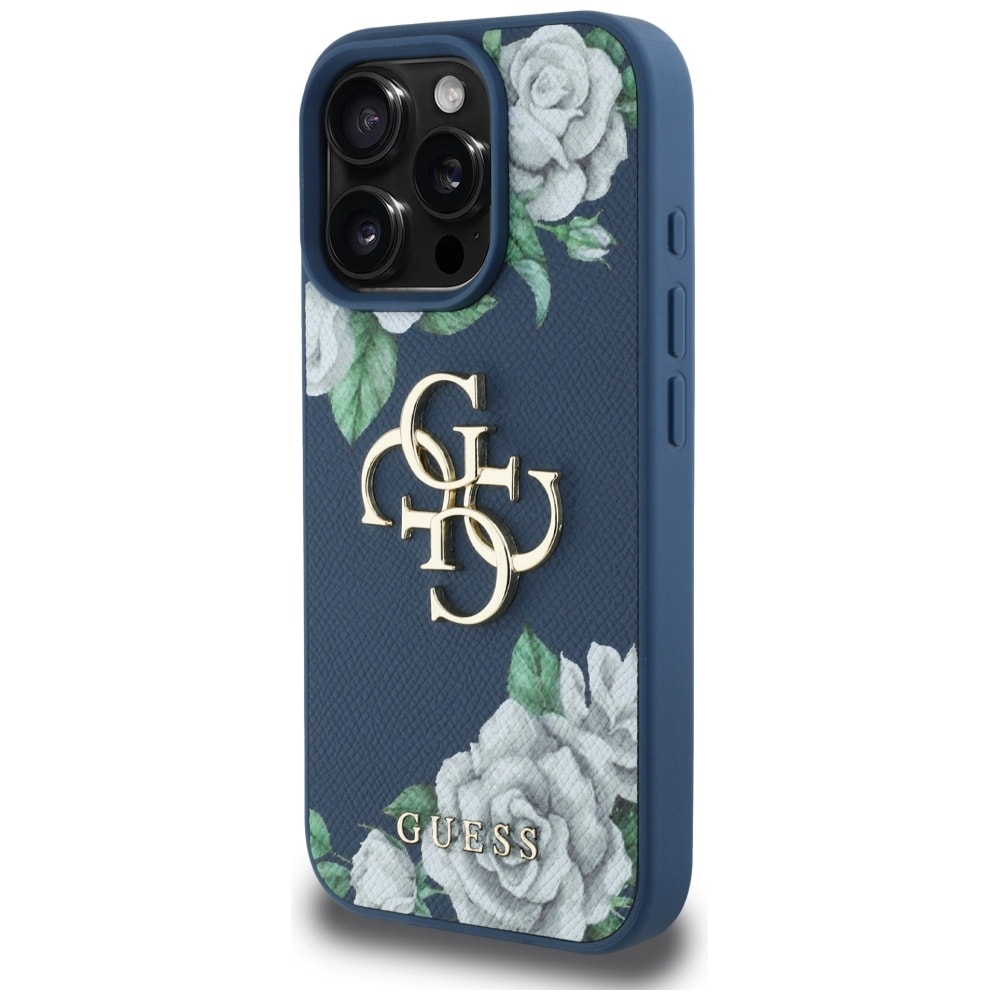 Guess Rakeiset ruusut Big 4G -logokotelo iPhone 16 Pro Maxille - sininen