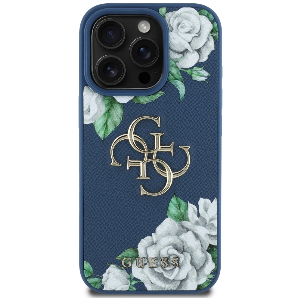 Guess Rakeiset ruusut Big 4G -logokotelo iPhone 16 Pro Maxille - sininen