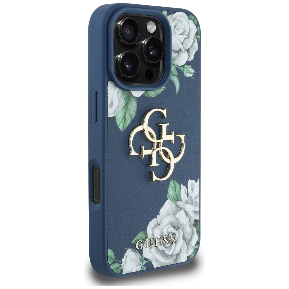 Guess Rakeiset ruusut Big 4G -logokotelo iPhone 16 Pro Maxille - sininen