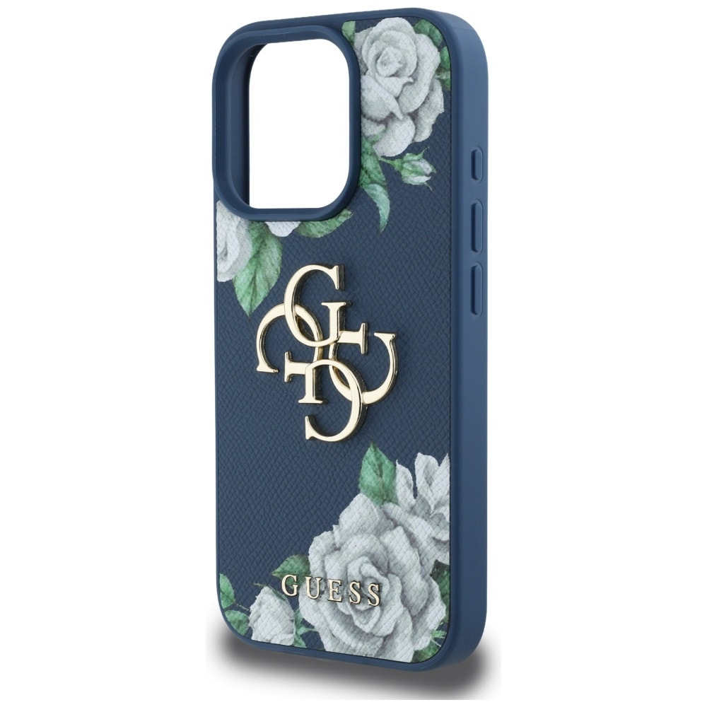 Guess Rakeiset ruusut Big 4G -logokotelo iPhone 16 Pro Maxille - sininen