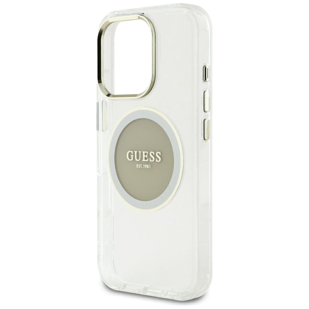 Guess IML Metal Colored Circle Classic Logo MagSafe Case iPhone 16 Pro Max - harmaa