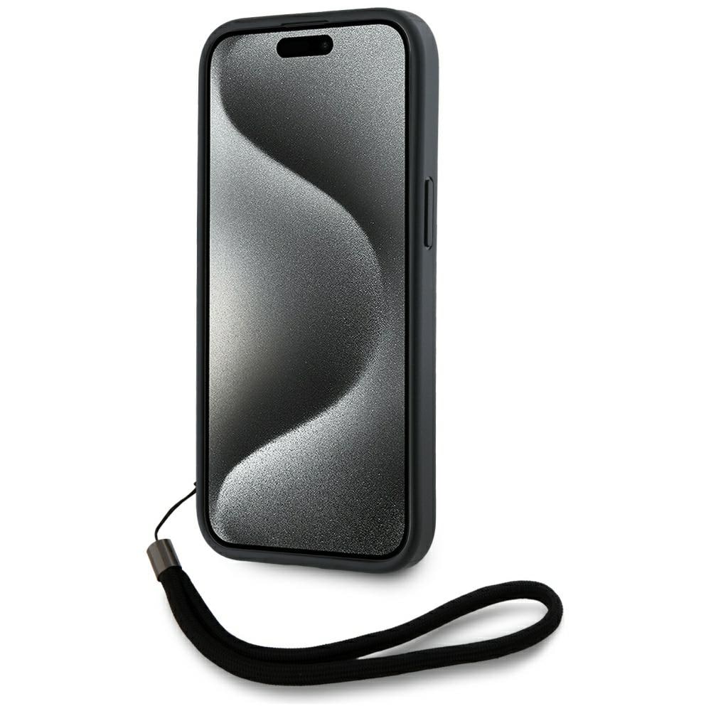 Karl Lagerfeld Saffiano Athleisure Stripes Cord iPhone 15 Pro Max Case - Vaaleanpunainen