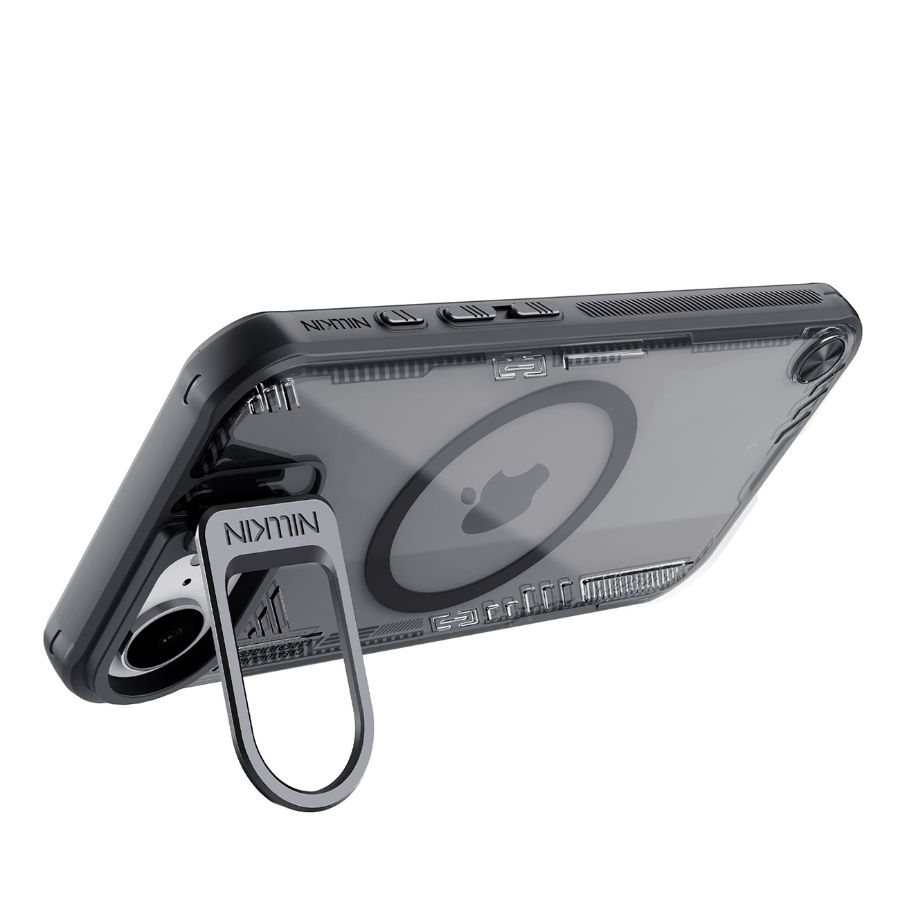 Nillkin Iceblade Prop magneettikotelo jalustalla iPhone 16e:lle - musta
