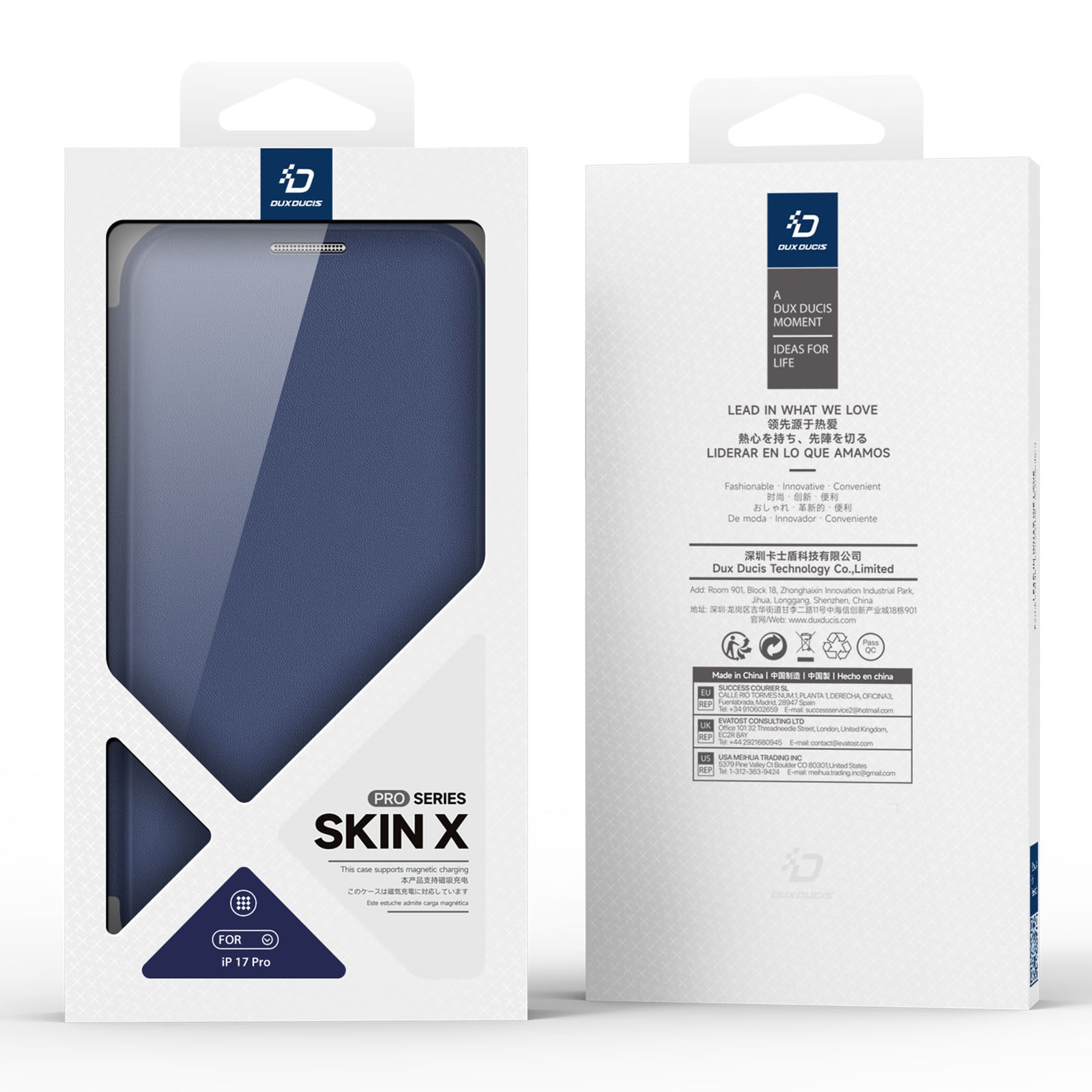Dux Ducis Skin X Pro iPhone 17 Pro -kotelo lompakolla, MagSafe-yhteensopiva - sininen
