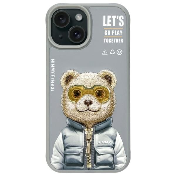 Nimmy Cool&Cute 2.0 Bear Case for iPhone 15 - Harmaa