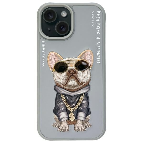 Nimmy Glasses Cool Dog iPhone 15 kotelo - harmaa