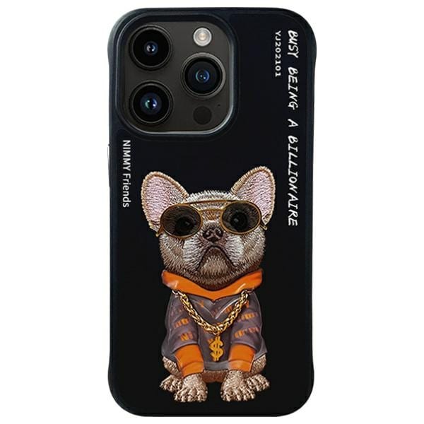 Nimmy Glasses Cool Dog Case for iPhone 15 Pro - Musta