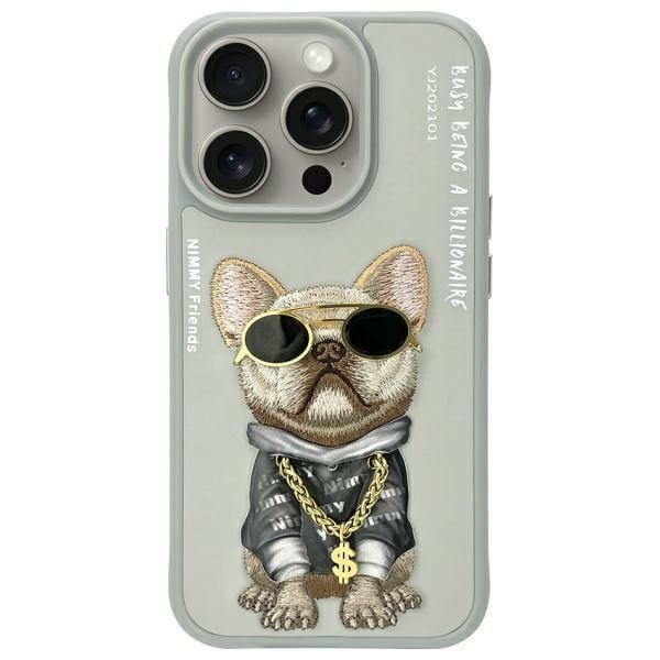 Nimmy Glasses Cool Dog iPhone 15 Pro -kotelo - harmaa