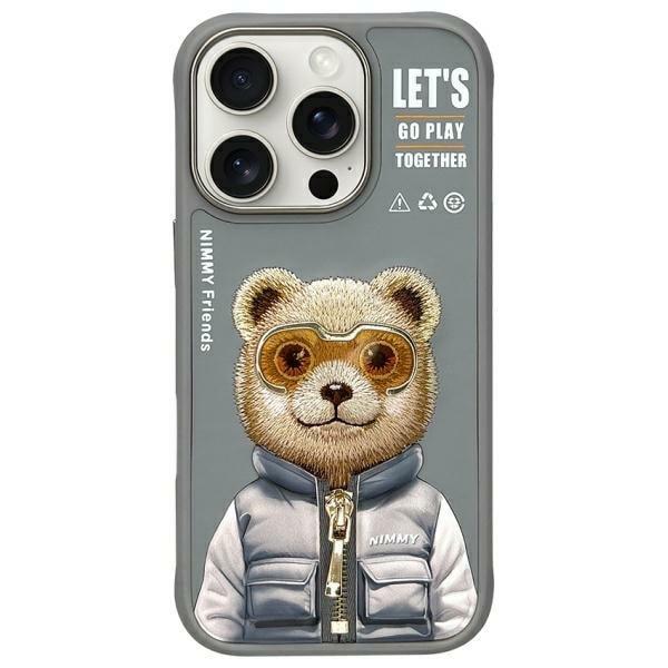 Nimmy Cool&Cute 2.0 Bear Case for iPhone 16 Pro - Harmaa