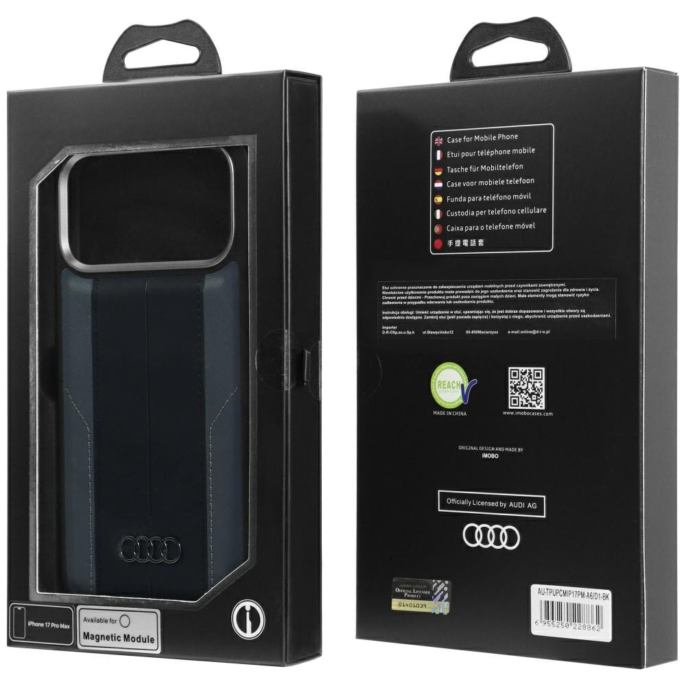 Audi A6 Synteettinen nahka MagSafe kotelo iPhone 17 Pro Max - musta