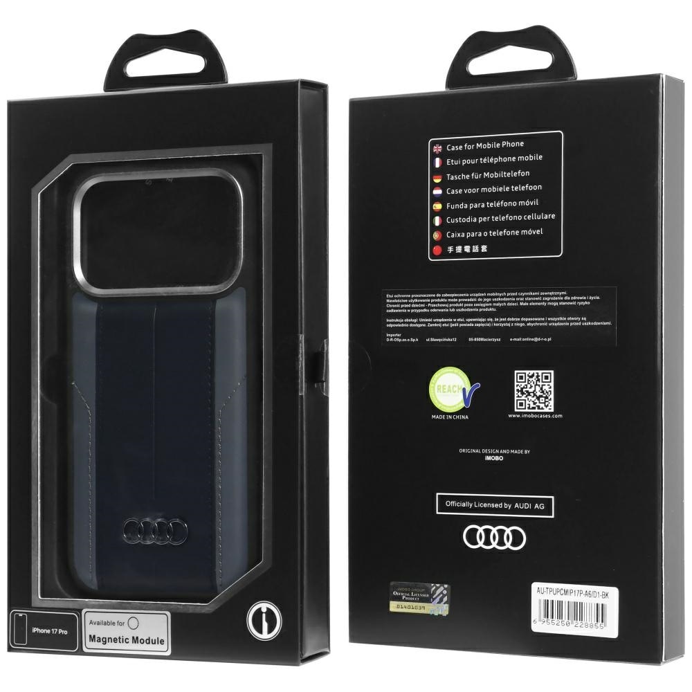 Audi A6 Synteettinen nahka MagSafe kotelo iPhone 17 Pro - musta