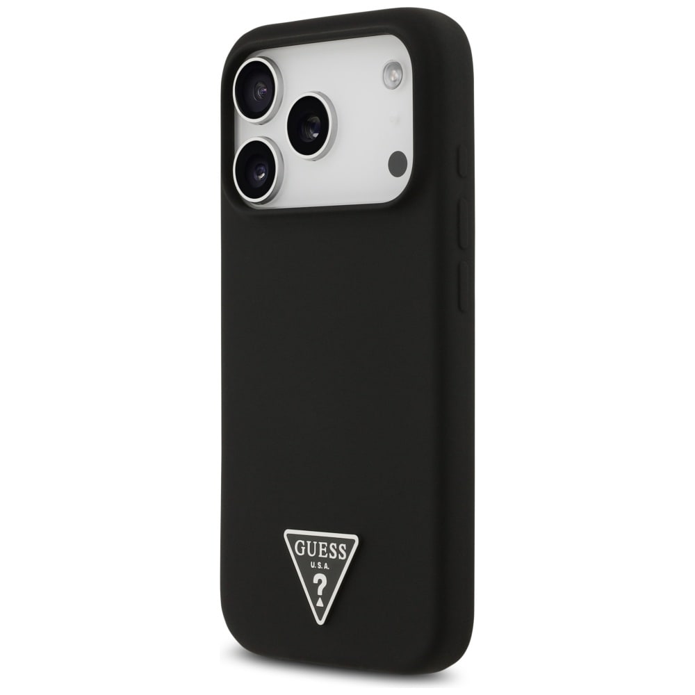 Guess Silikoni-kolmio logolla varustettu MagSafe-kotelo iPhone 17 Pro:lle - musta