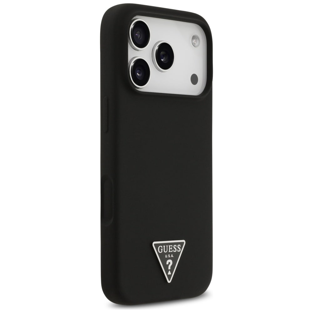 Guess Silikoni-kolmio logolla varustettu MagSafe-kotelo iPhone 17 Pro:lle - musta