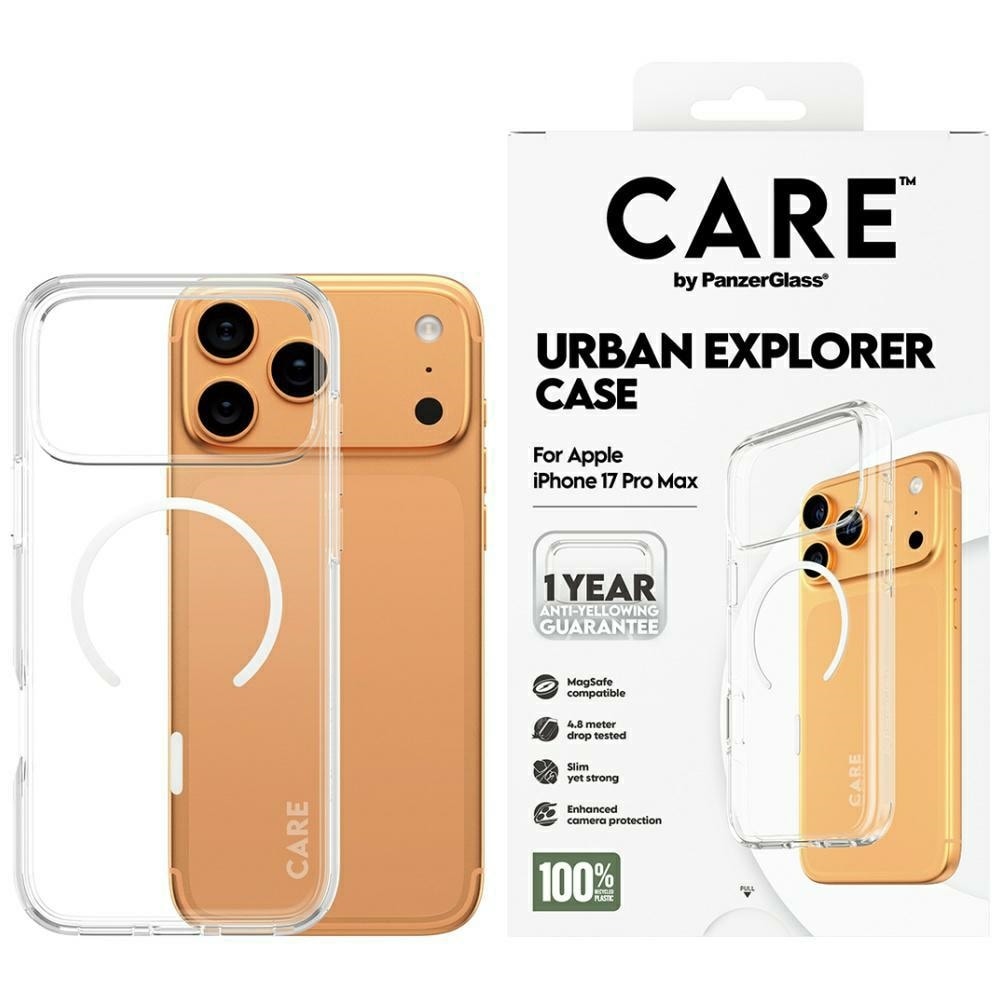 CARE by PanzerGlass Lippulaiva Urban Explorer Case w. White MagSafe for iPhone 17 Pro Max - clear