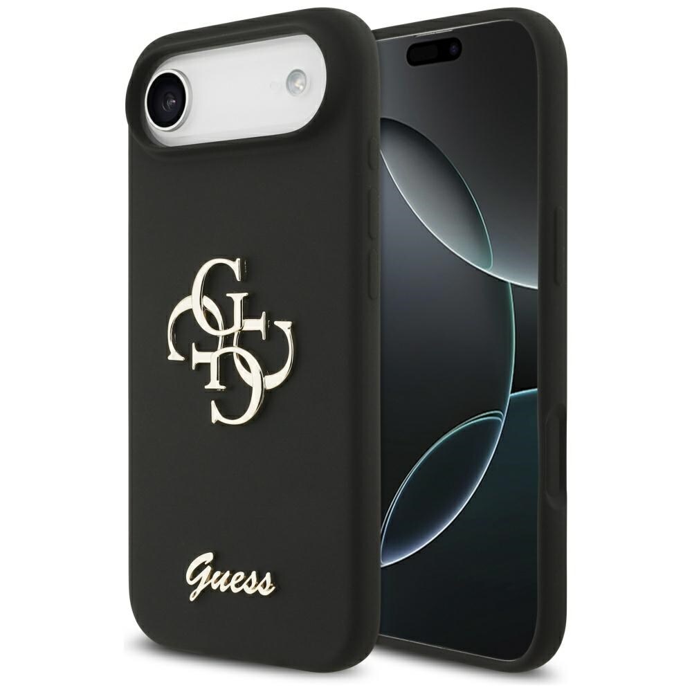 Guess Silikoni Big 4G Script -kotelo iPhone Airille - musta