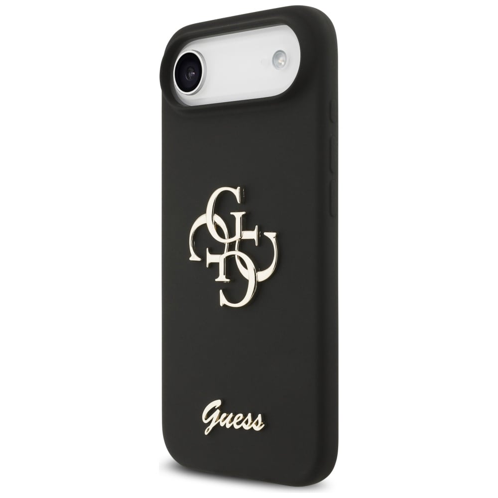 Guess Silikoni Big 4G Script -kotelo iPhone Airille - musta