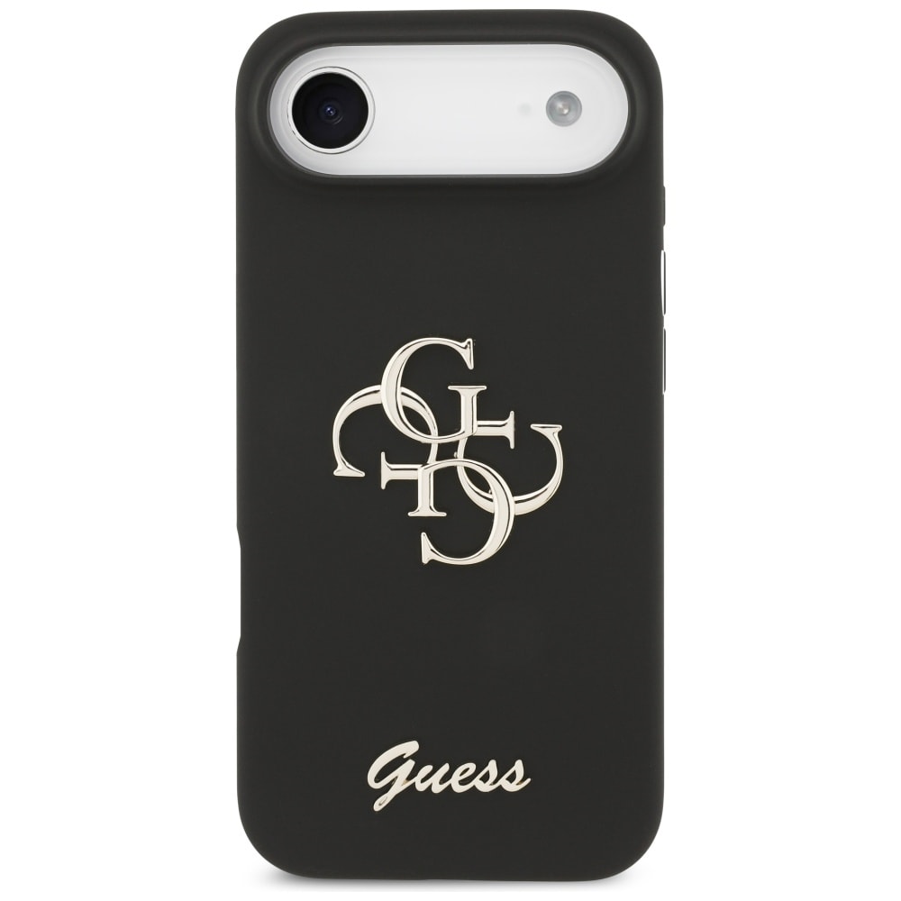 Guess Silikoni Big 4G Script -kotelo iPhone Airille - musta