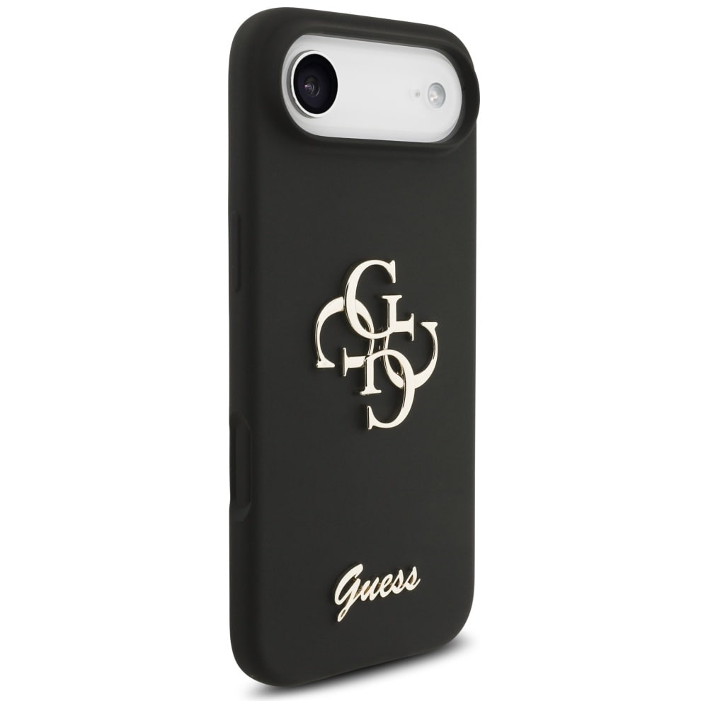 Guess Silikoni Big 4G Script -kotelo iPhone Airille - musta