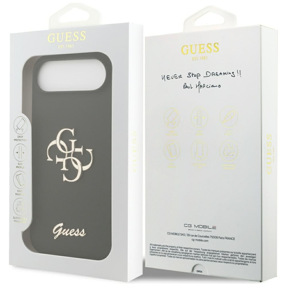 Guess Silikoni Big 4G Script -kotelo iPhone Airille - musta