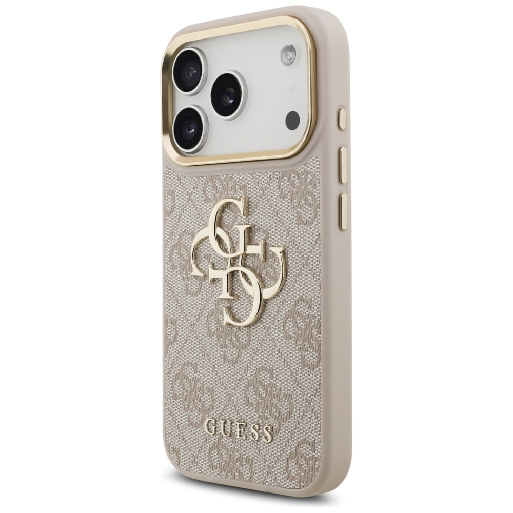 Guess 4G Big 4G Classic Logo Big Strap Metal Buttons Case for iPhone 17 Pro - Pinkki