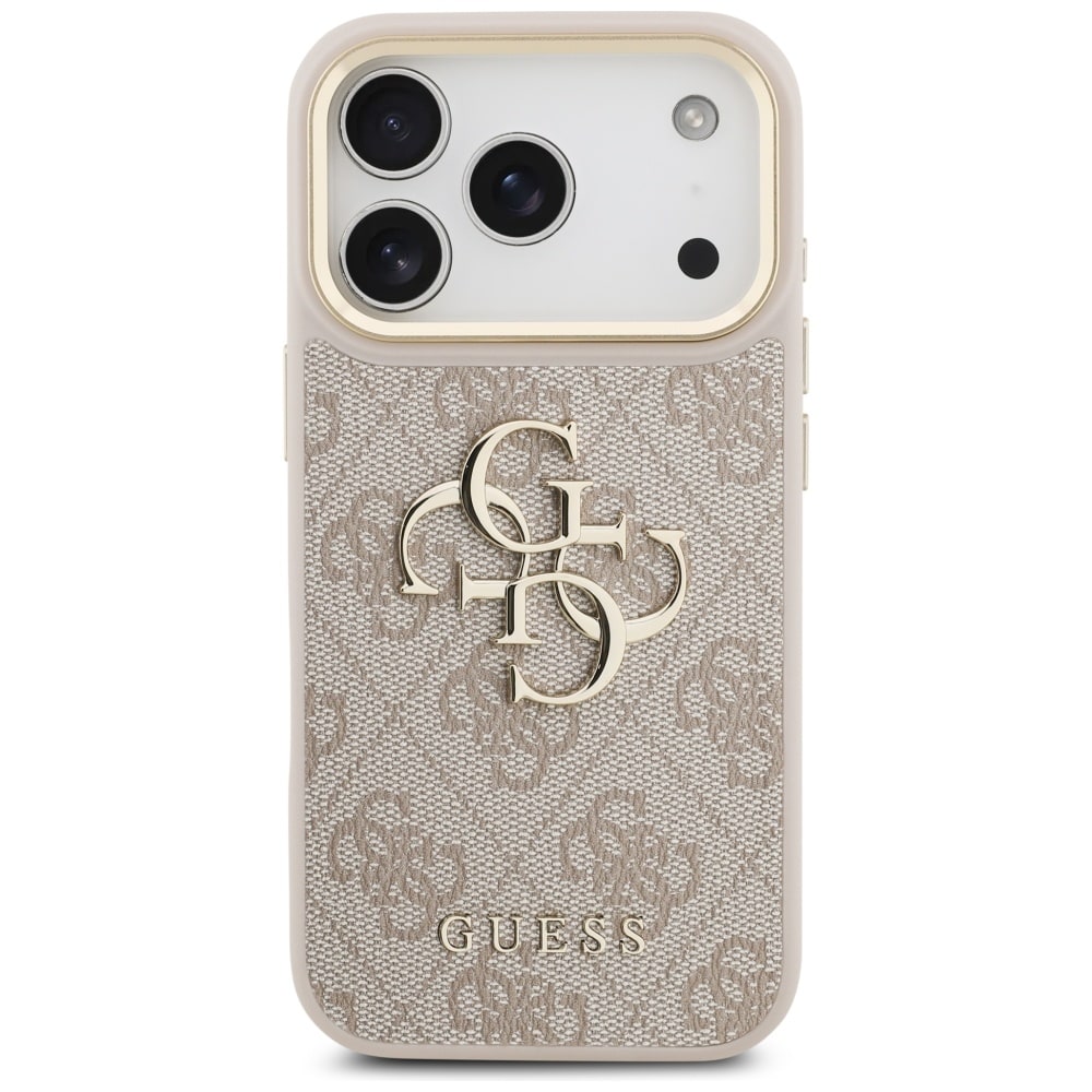 Guess 4G Big 4G Classic Logo Big Strap Metal Buttons Case for iPhone 17 Pro - Pinkki