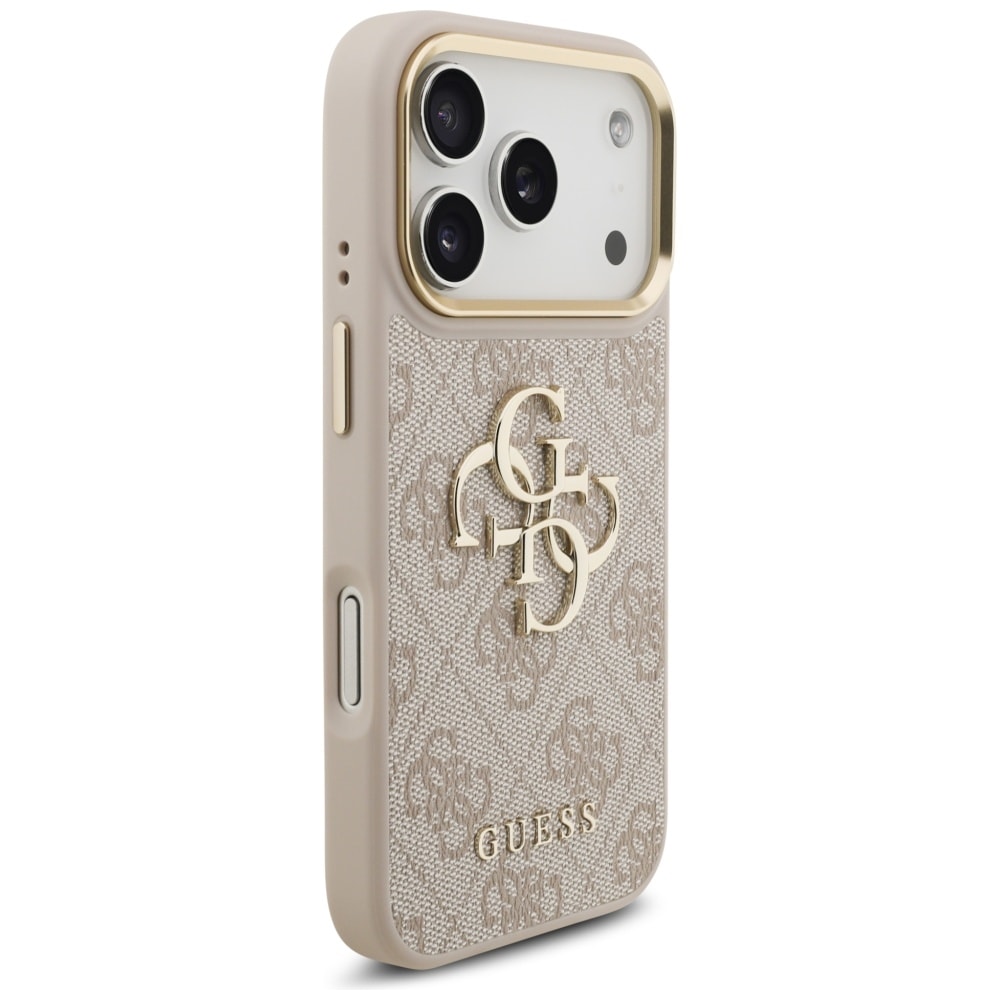 Guess 4G Big 4G Classic Logo Big Strap Metal Buttons Case for iPhone 17 Pro - Pinkki