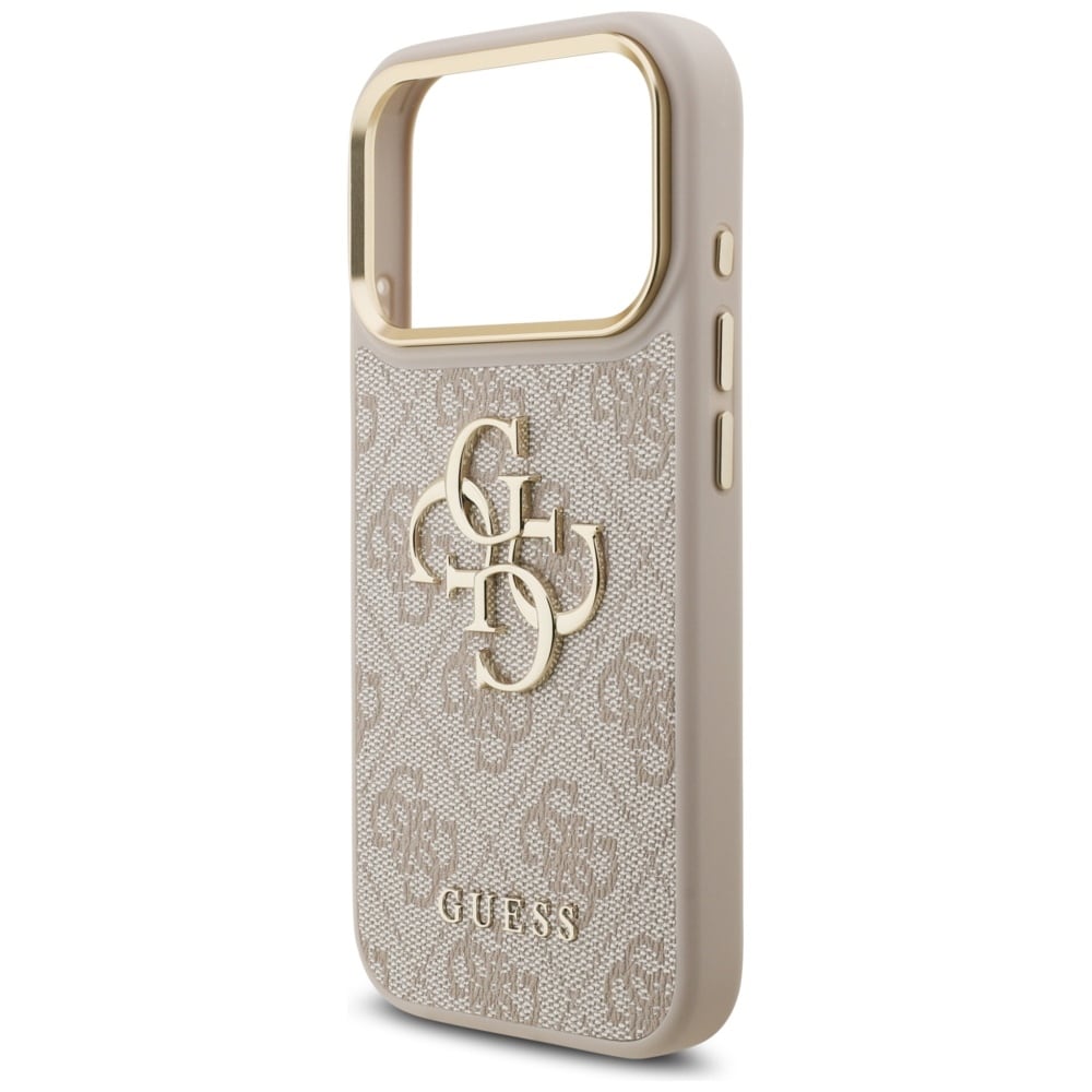 Guess 4G Big 4G Classic Logo Big Strap Metal Buttons Case for iPhone 17 Pro - Pinkki