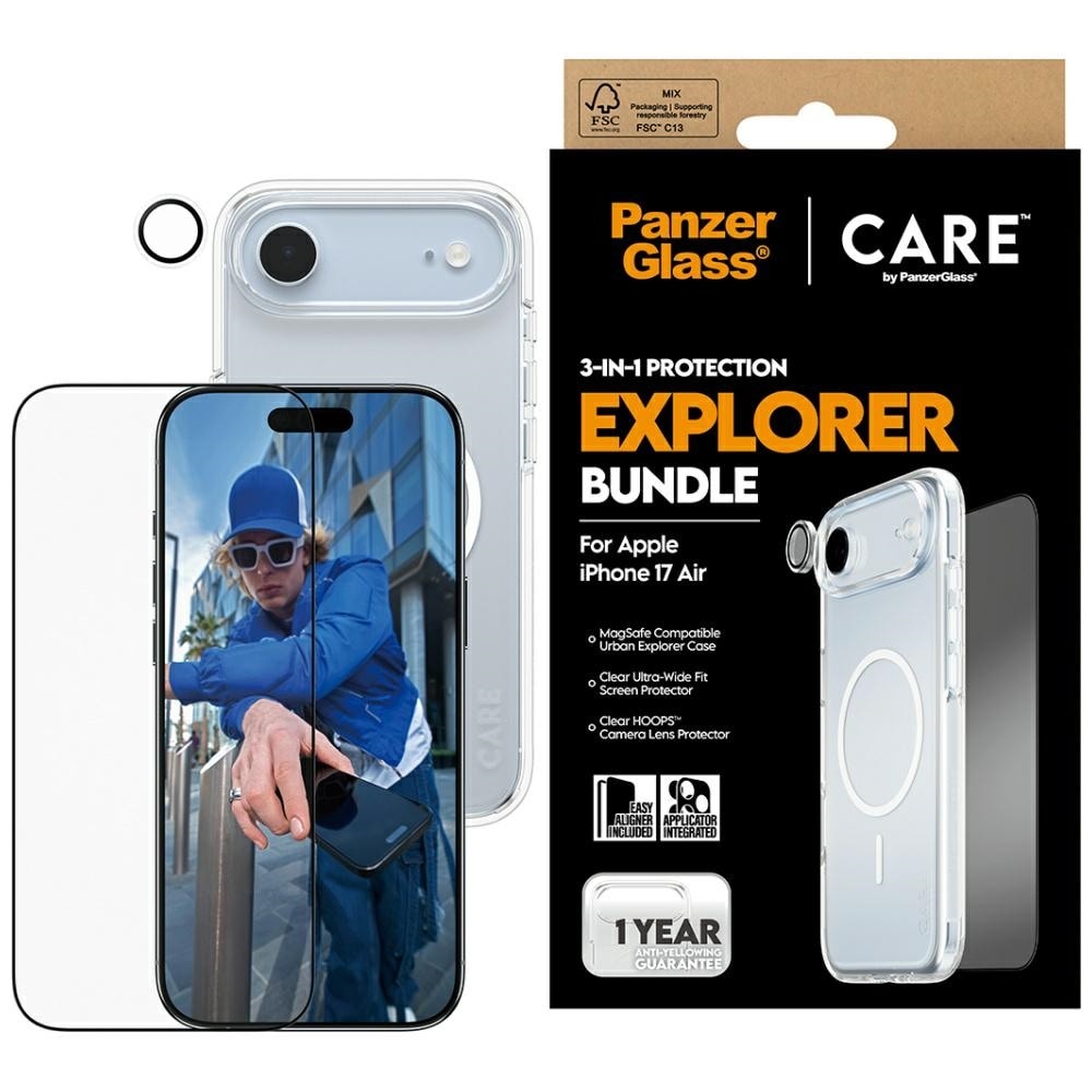 CARE by PanzerGlass Lippulaiva Explorer 3-in-1 Kotelo + lasi + objektiivi iPhone Airille