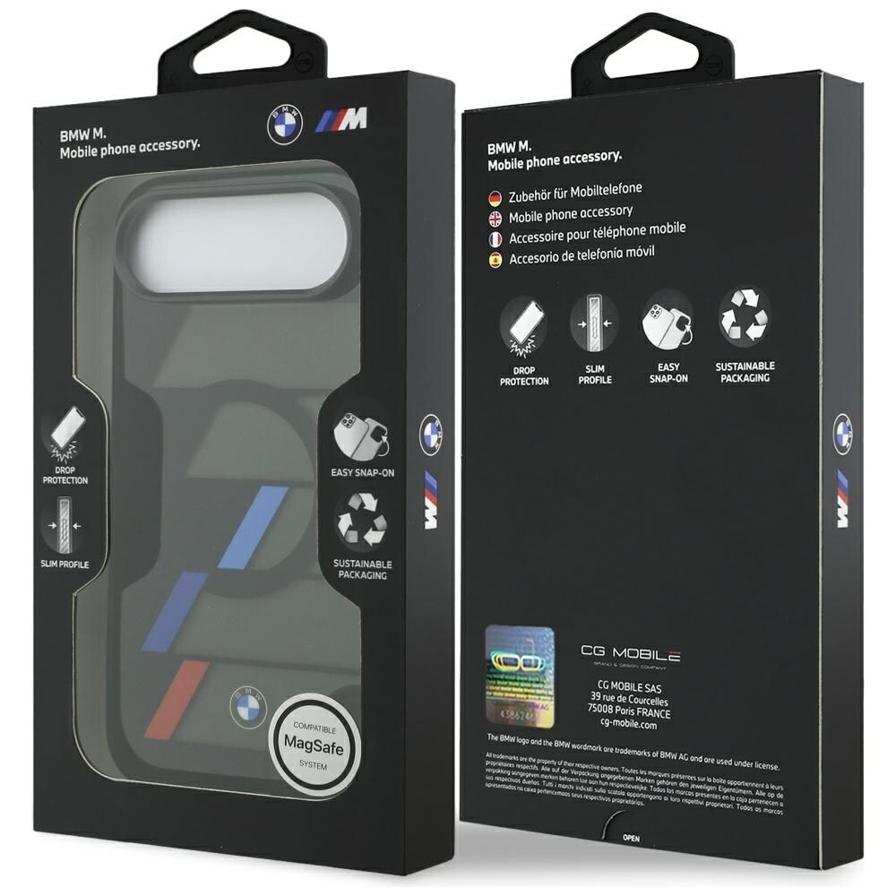 BMW M IML Metal Buttons Tricolor Lines MagSafe tapauksessa iPhone Air - musta