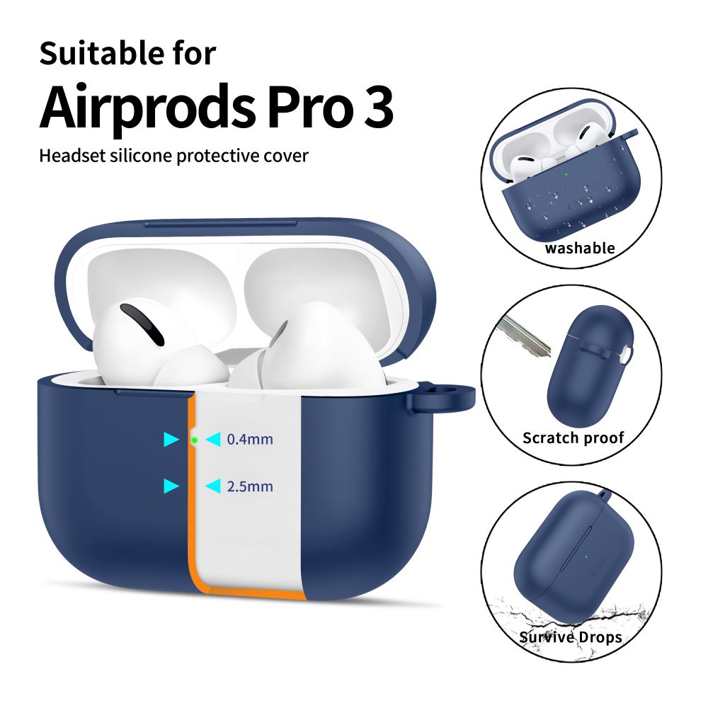 Tech-Protect silikoninen koukkukotelo AirPods Pro:lle - laivastonsininen