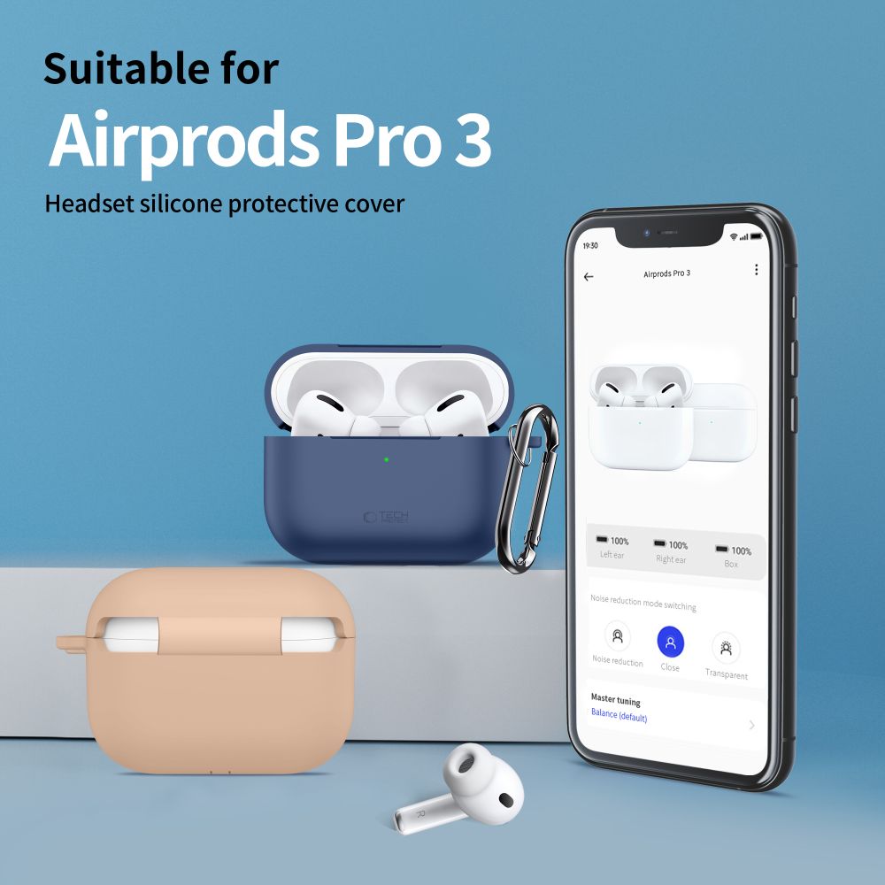 Tech-Protect silikoninen koukkukotelo AirPods Pro:lle - laivastonsininen
