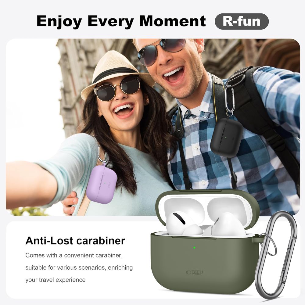 Tech-Protect silikoninen koukkukotelo AirPods Pro:lle - laivastonsininen