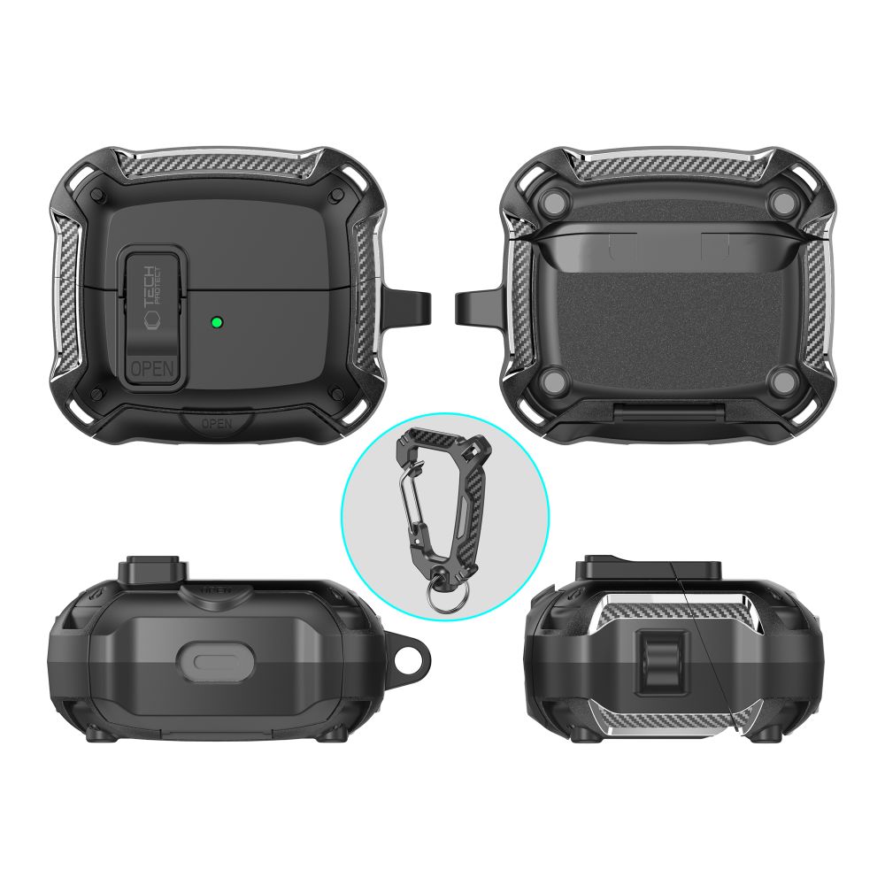 Tech-Protect Silikoninen koukkukotelo Samsung Galaxy Buds 3 / 3 FE / 3 Pro - musta
