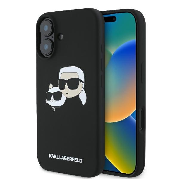 Karl Lagerfeld Silikoni Nauble Heads Print MagSafe Case for iPhone 16 - Musta