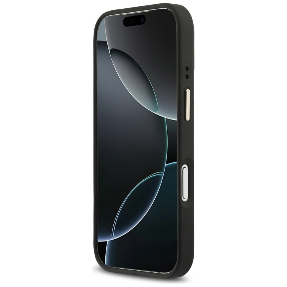 Guess 4G PU Triangle Logo & Stand Camera Magsafe Case for iPhone 17 Pro - Musta