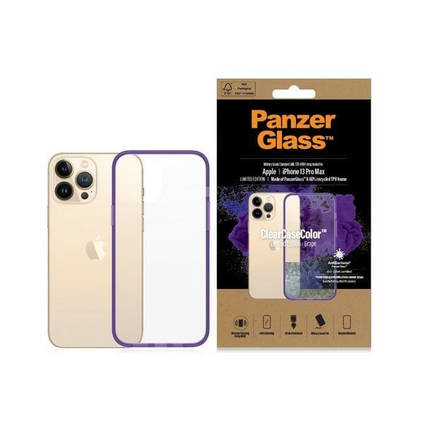 PanzerGlass ClearCase antibakteerinen Military Grade kotelo iPhone 13 Pro Max - läpinäkyvä violetti