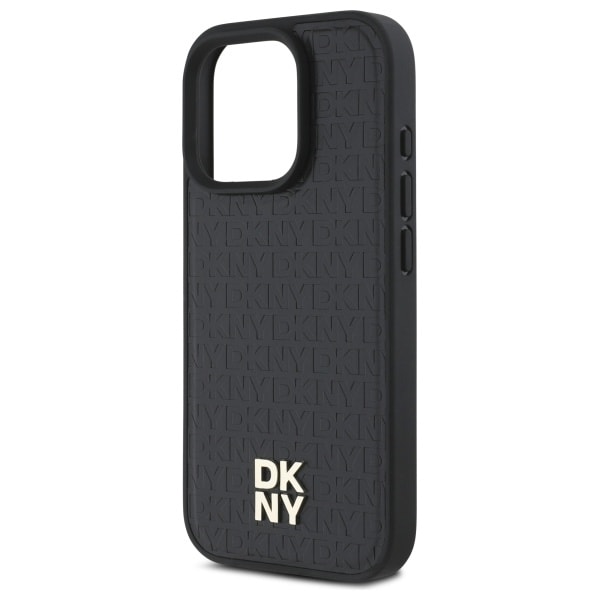 DKNY Repeat Pattern Stack Logo MagSafe iPhone 16 Pro Case - Musta
