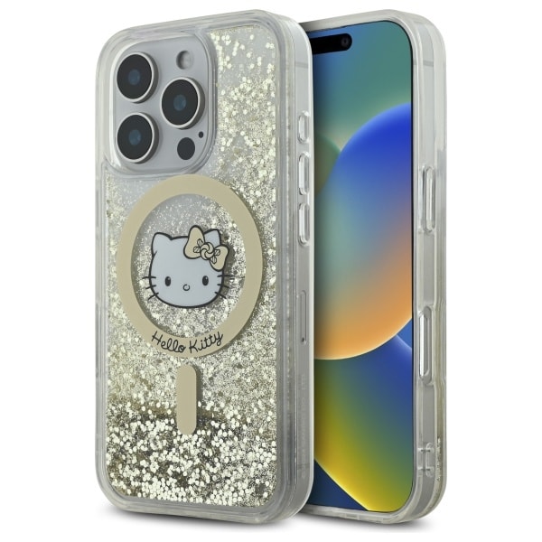 Hello Kitty Liquid Glitter Fever MagSafe Case for iPhone 16 Pro Max - Kultainen
