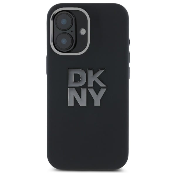 DKNY neste silikoni metalli logo iPhone 16 tapauksessa - musta
