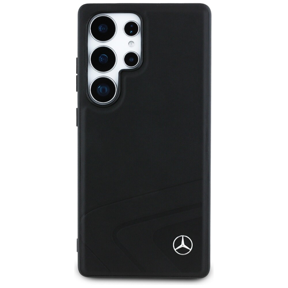 Mercedes Nahkainen vaakasuora, kohokuvioitu kaareva MagSafe-kotelo Samsung Galaxy S25 Ultra - Musta