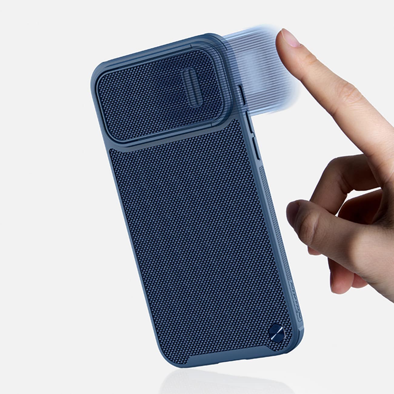 Nillkin Textured S Case for iPhone 14 Plus, panssaroitu suojus, jossa on kamerasuoja, sininen