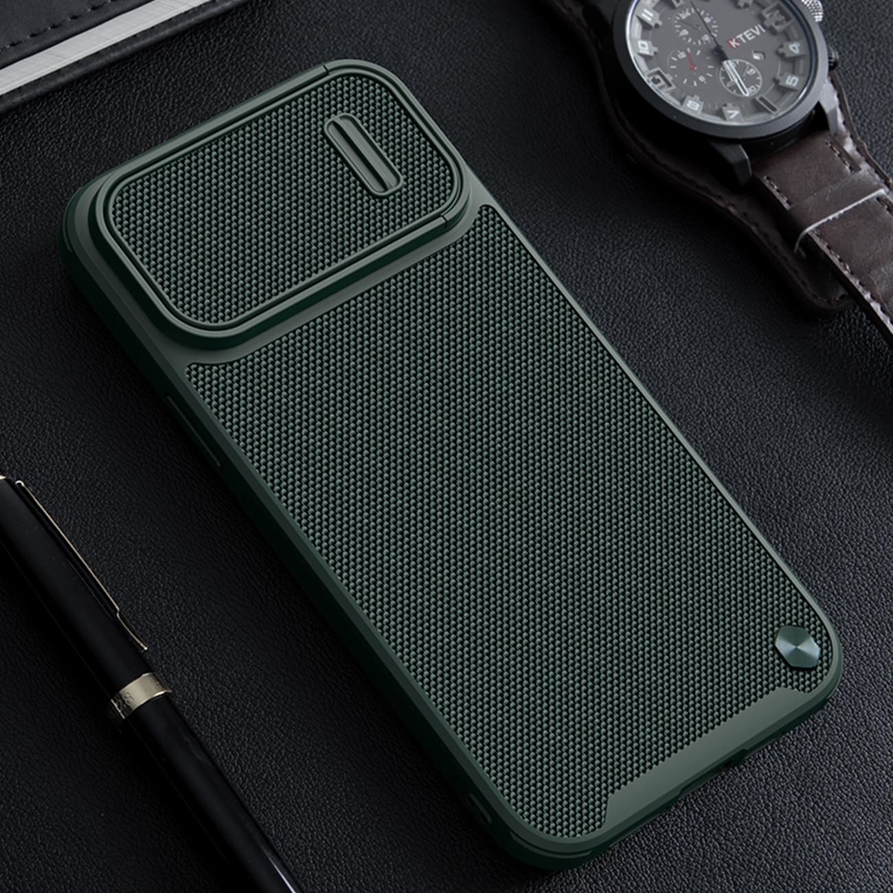 Nillkin Textured S Case for iPhone 14 Plus, panssaroitu suojus, jossa on kamerasuoja, sininen