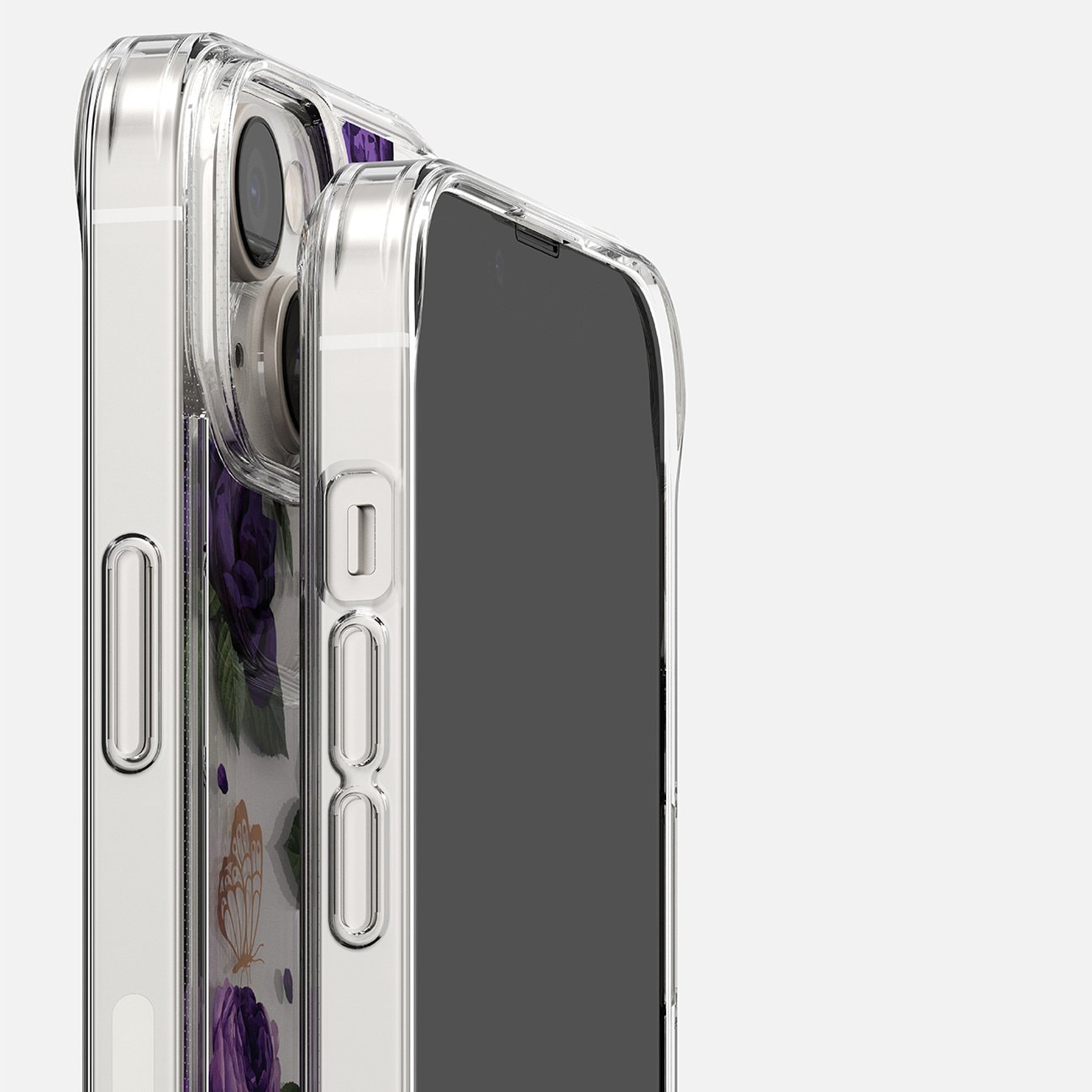 Ringke Fusion Design panssaroitu kansi geelirunko iPhone 14 Plus läpinäkyvä (violetti ruusu)