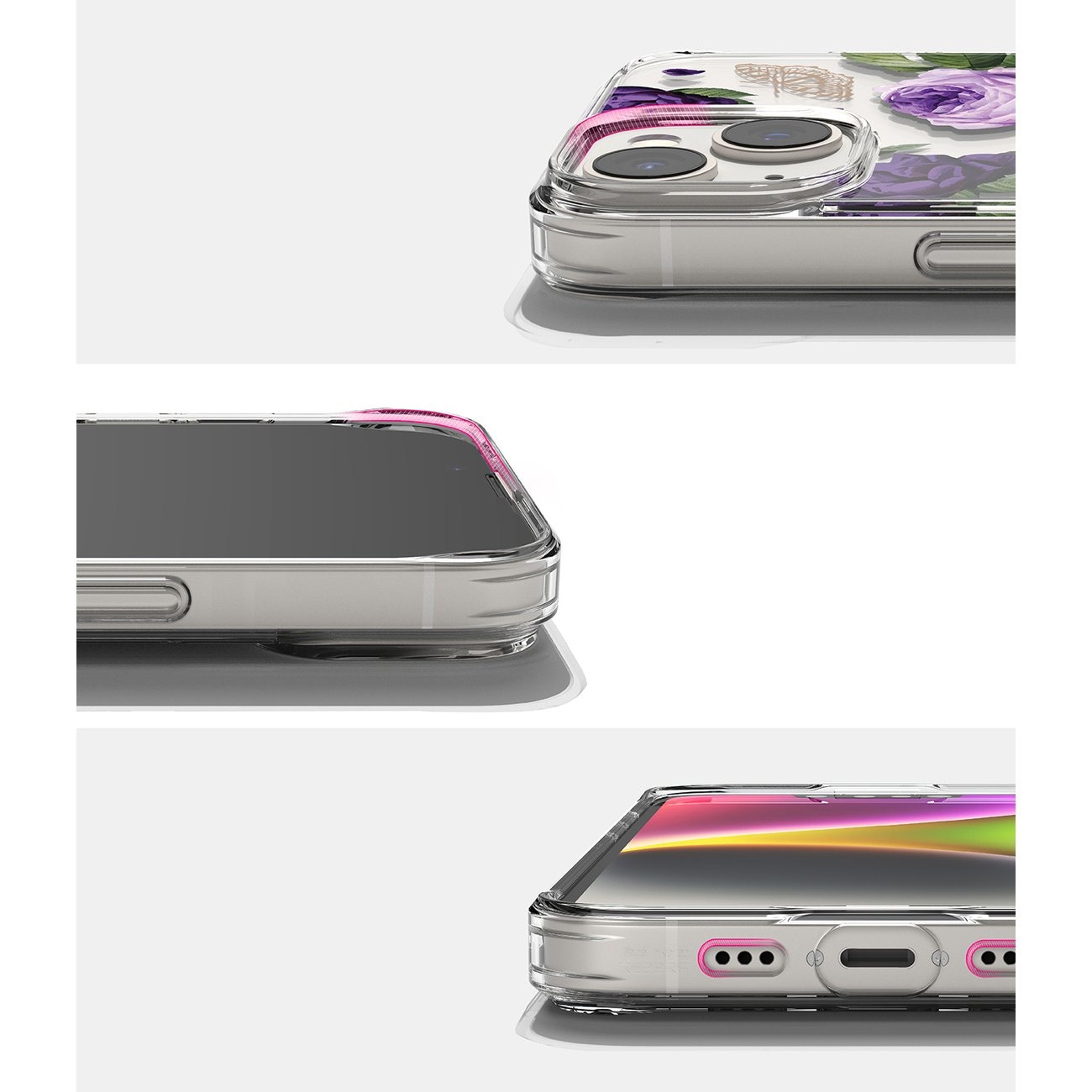 Ringke Fusion Design panssaroitu kansi geelirunko iPhone 14 Plus läpinäkyvä (violetti ruusu)